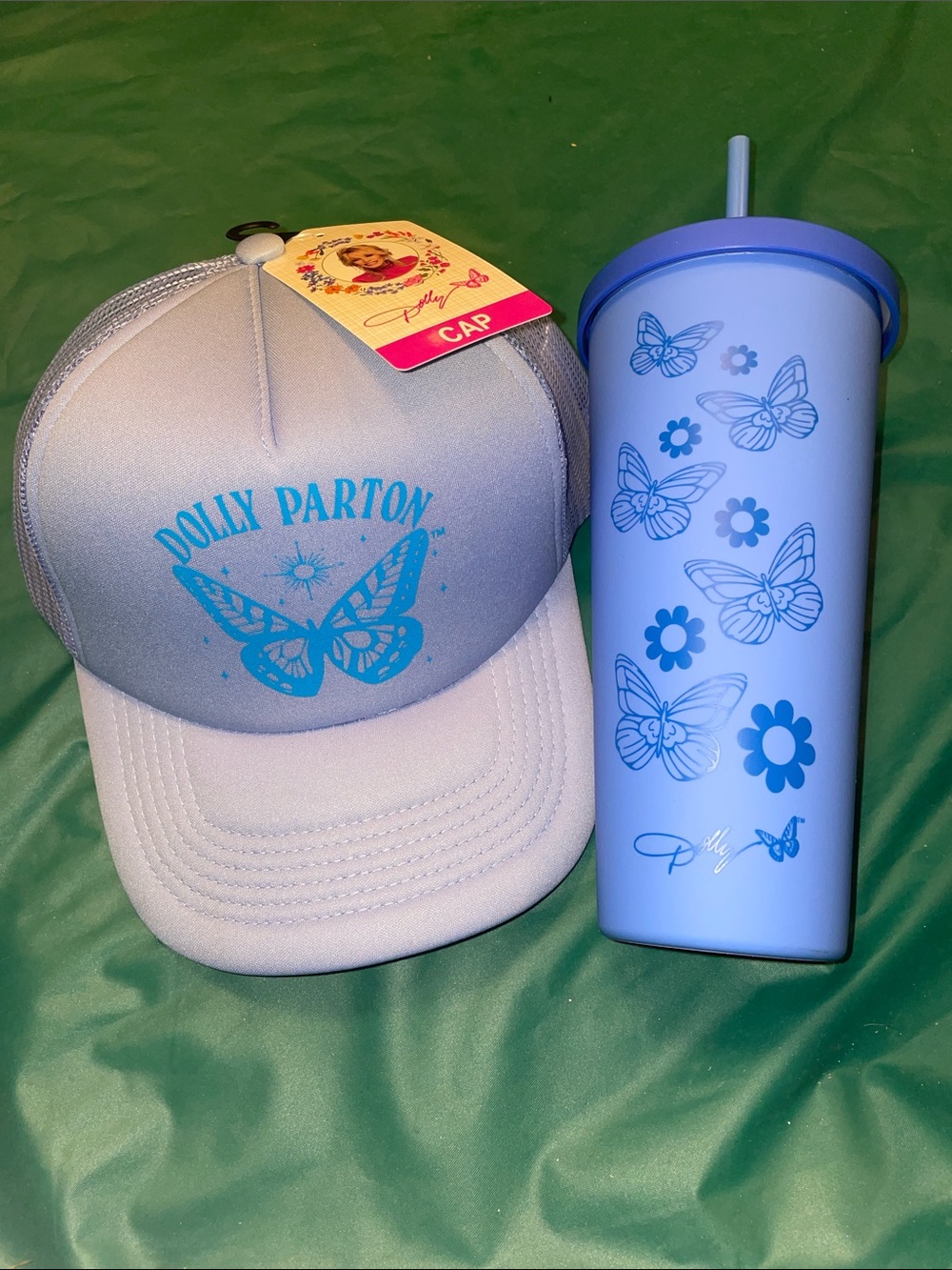 Dolly Parton Butterfly Mesh Cap and Tumbler Set